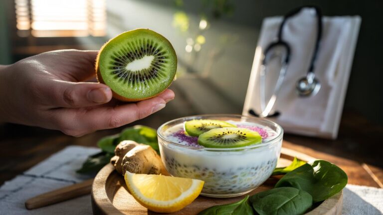Illustration of kiwifruit recommended by nutritionists for ongoing immune support
